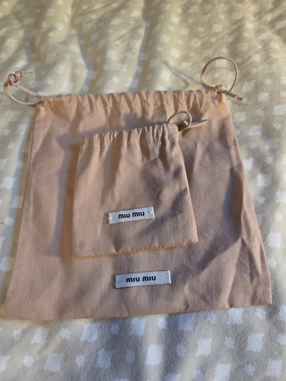 Miu Miu Pink Drawstring Dust Bag Set